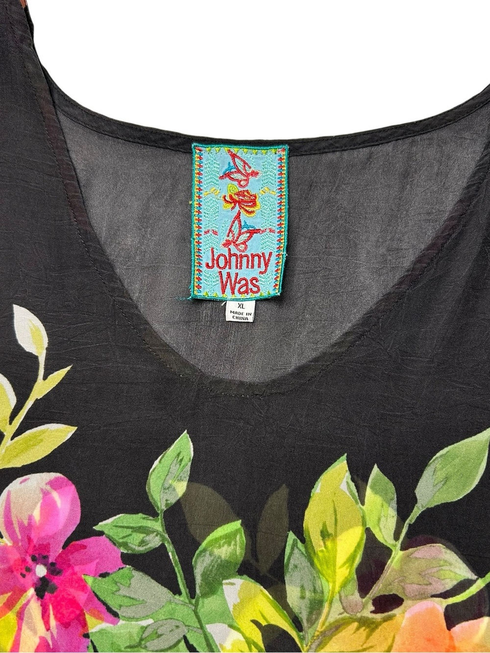 Johnny Was Betty Floral Tunic Boho Rayon XL Flowing - Picture 6 of 11